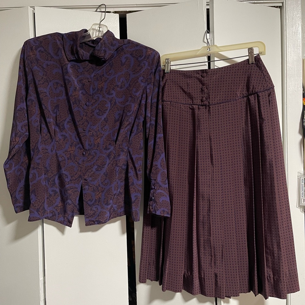 Vintage 80s Jac Dale Chic Purple Women's Skirt Set